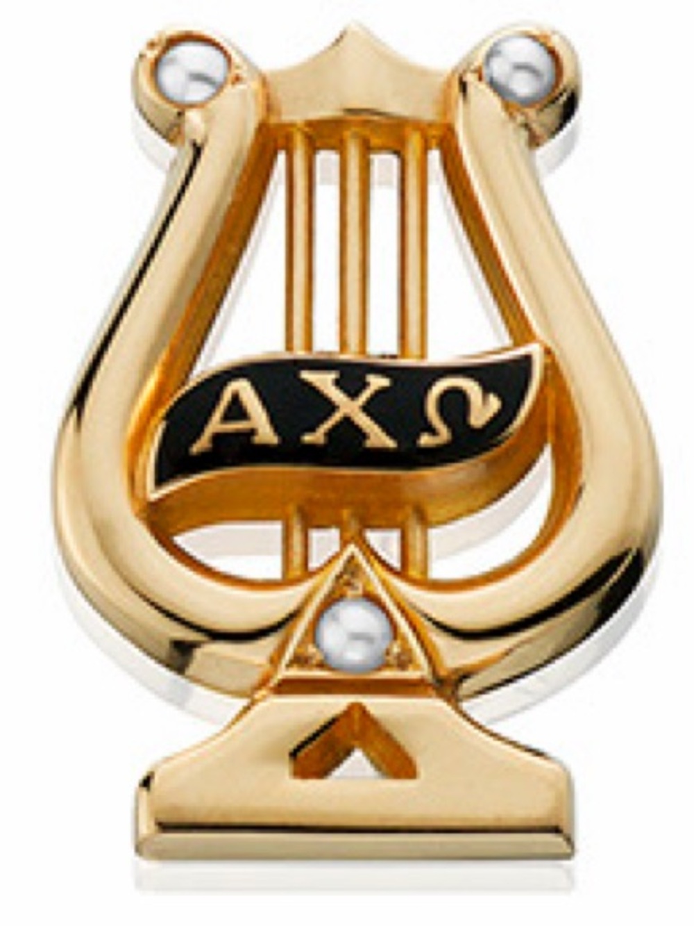 ALPHA CHI OMEGA 10K YELLOW GOLD 3 PEARL BADGE